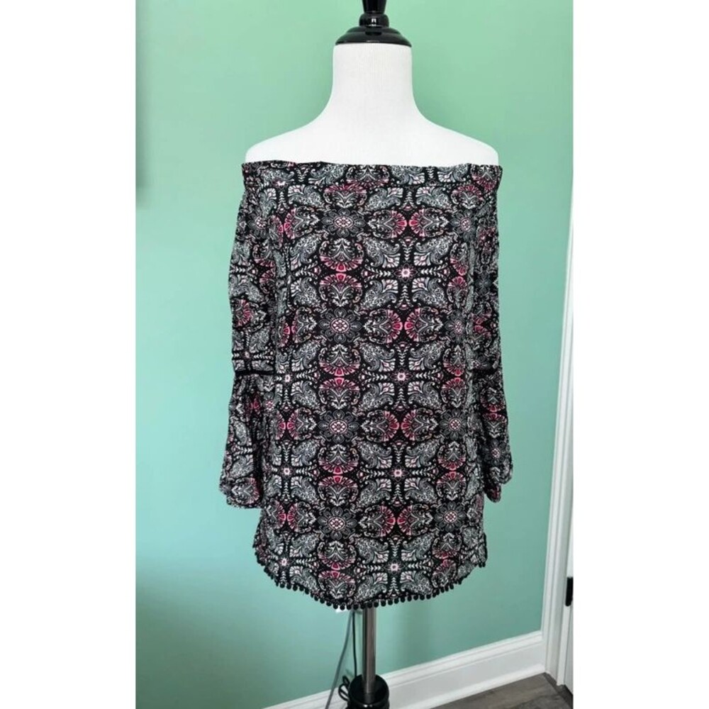 Solitaire off the shoulder blouse with bell sleeves